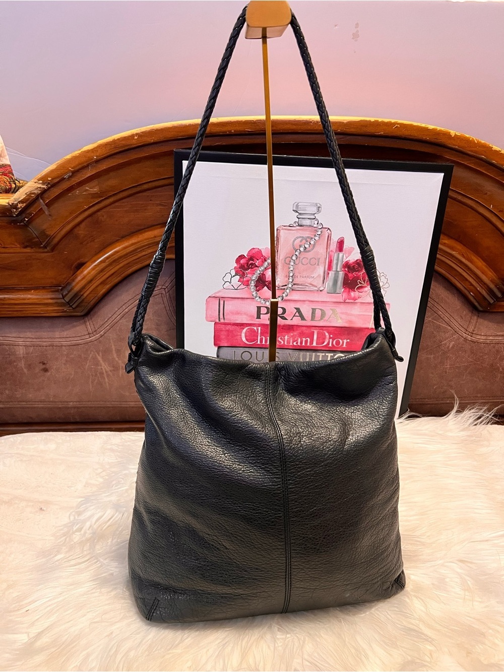 Sigrid Olsen Black Braided-Handle Leather Shoulder Bag - Picture 12 of 15